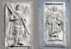Gli arcangeli Michele e Gabriele, bassorilievi sulla facciata verso San Basso, della Basilica di San Marco