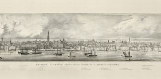 La veduta dal campanile di San Giorgio di Venezia, del 1840, del pittore Ippolito Caffi